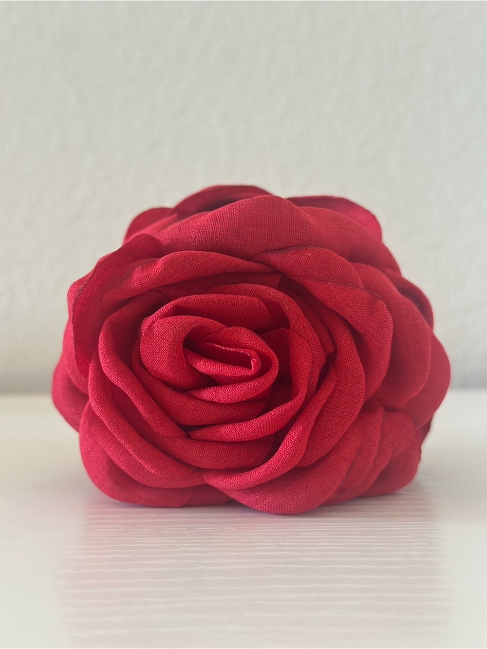 Red Fabric Rose Hair Clip - Women Accessories